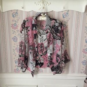 Sheer two piece top - tank with over shirt.